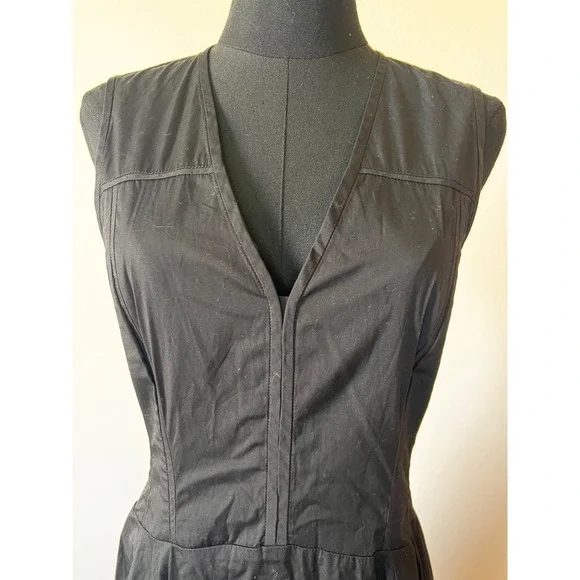 Madewell Black V-Neck Circle Seamed Maxi Dress Sleeveless Cotton NW050 Size 4 - Picture 5 of 8